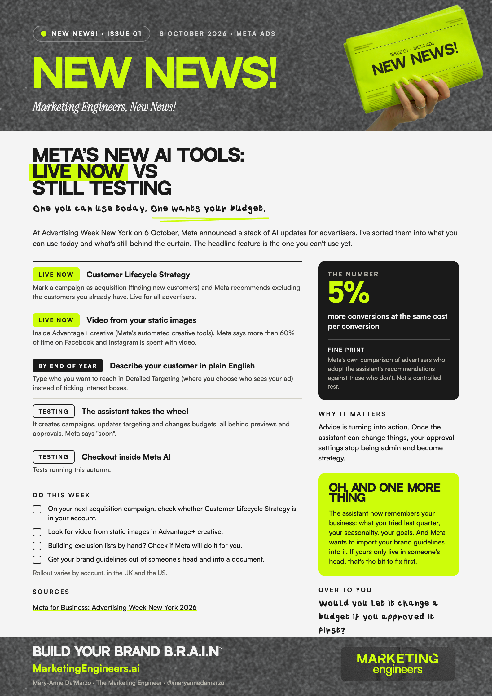 The New News! one-pager